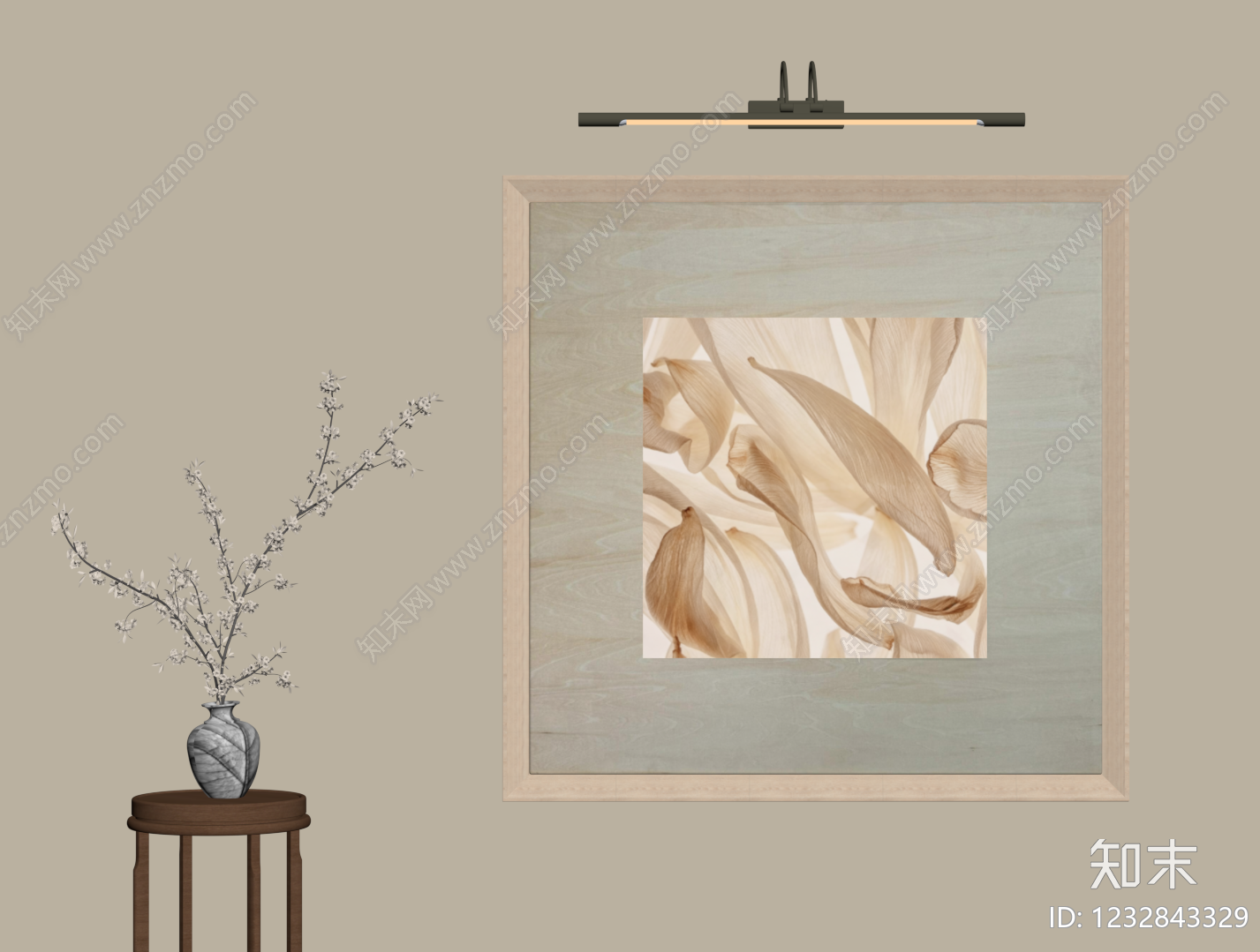 奶油风挂画SU模型下载【ID:1232843329】