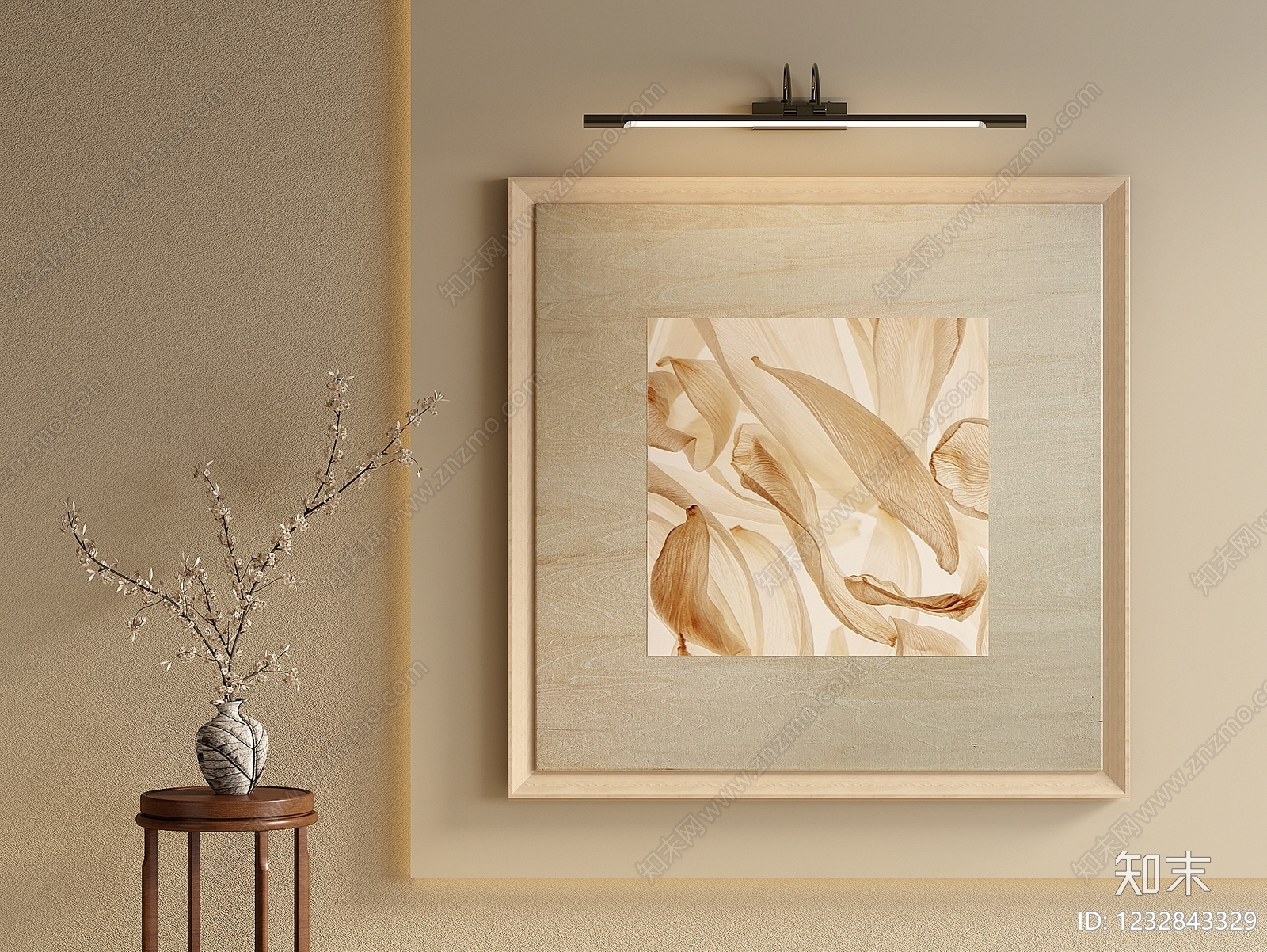 奶油风挂画SU模型下载【ID:1232843329】