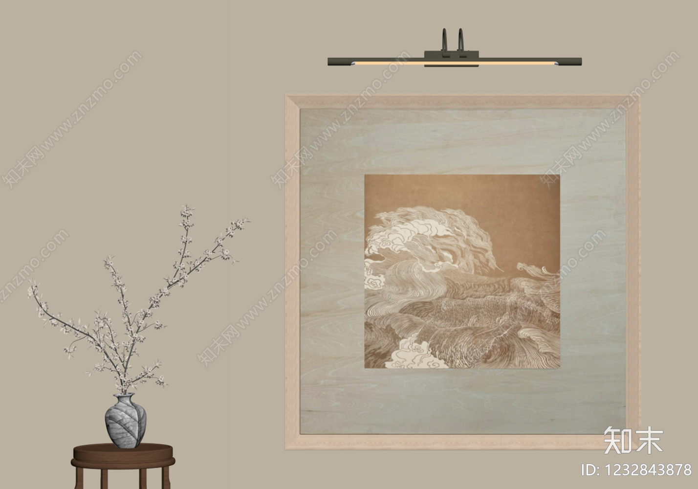 新中式挂画SU模型下载【ID:1232843878】