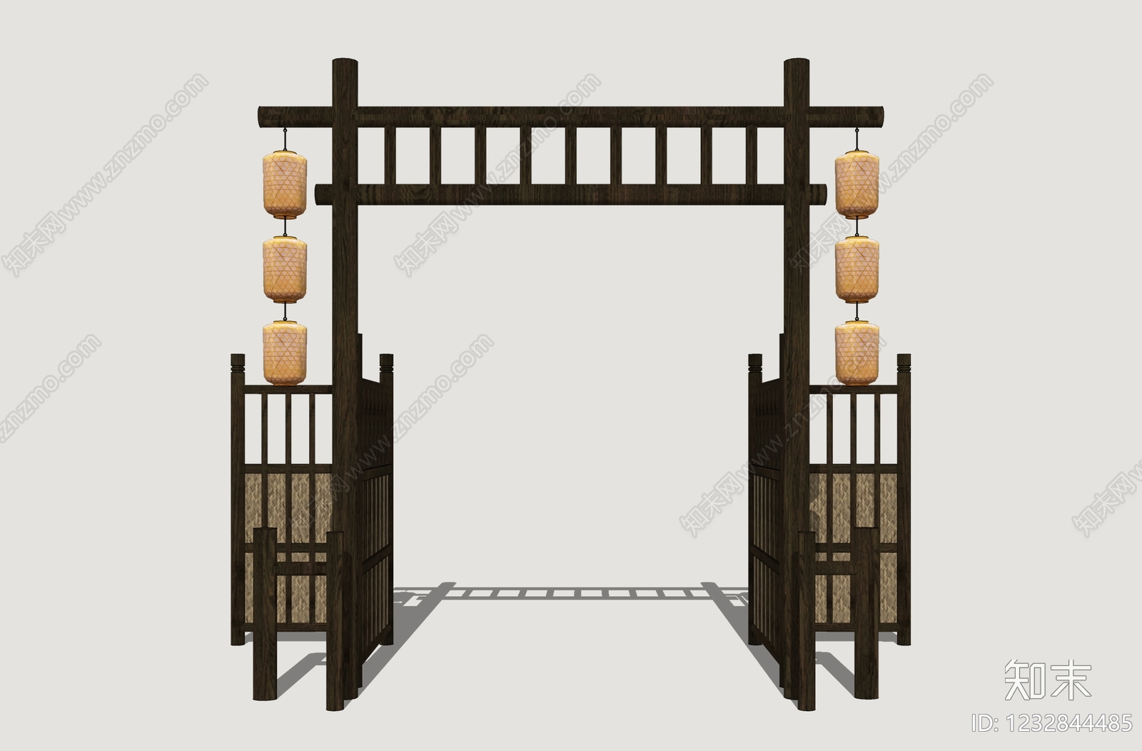 中式民宿门头SU模型下载【ID:1232844485】