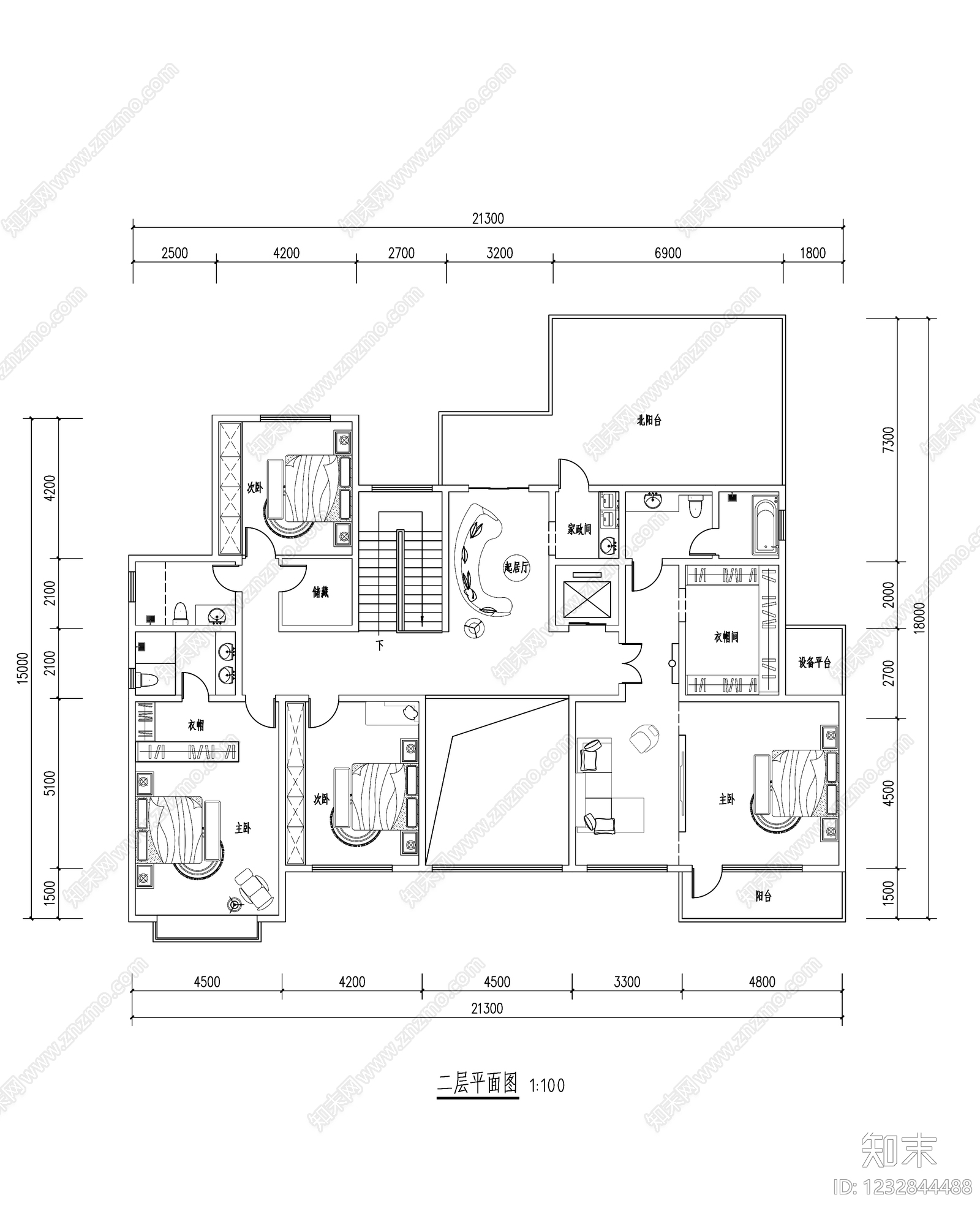 别墅建筑cad施工图下载【ID:1232844488】