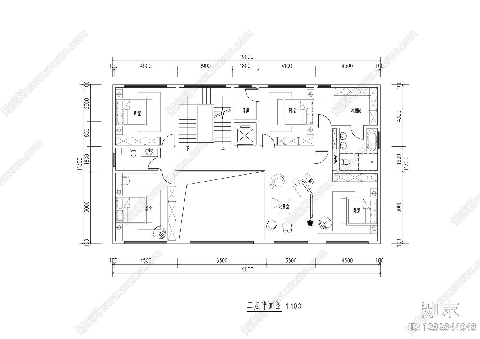 别墅建筑cad施工图下载【ID:1232844948】