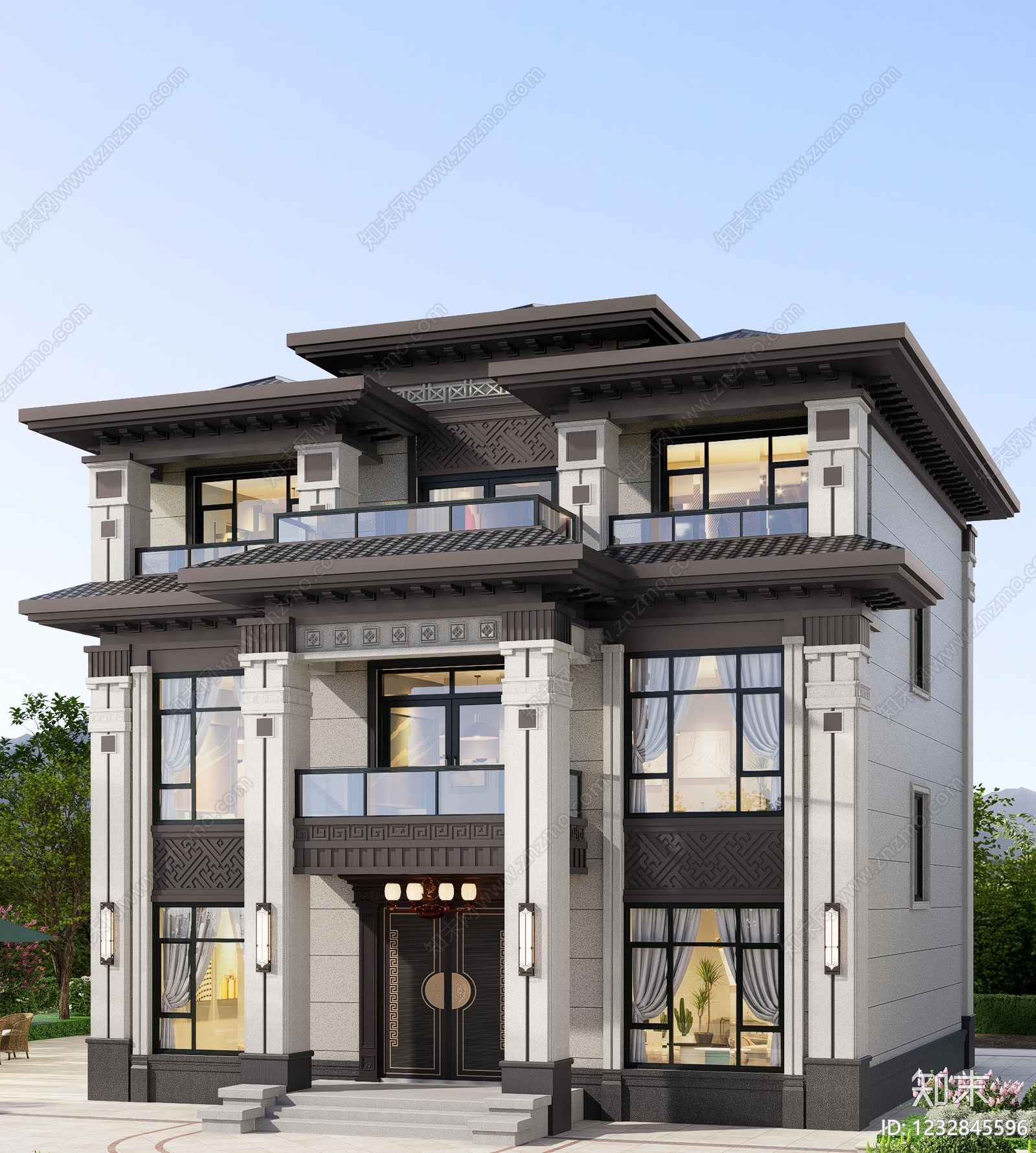别墅建筑cad施工图下载【ID:1232845596】