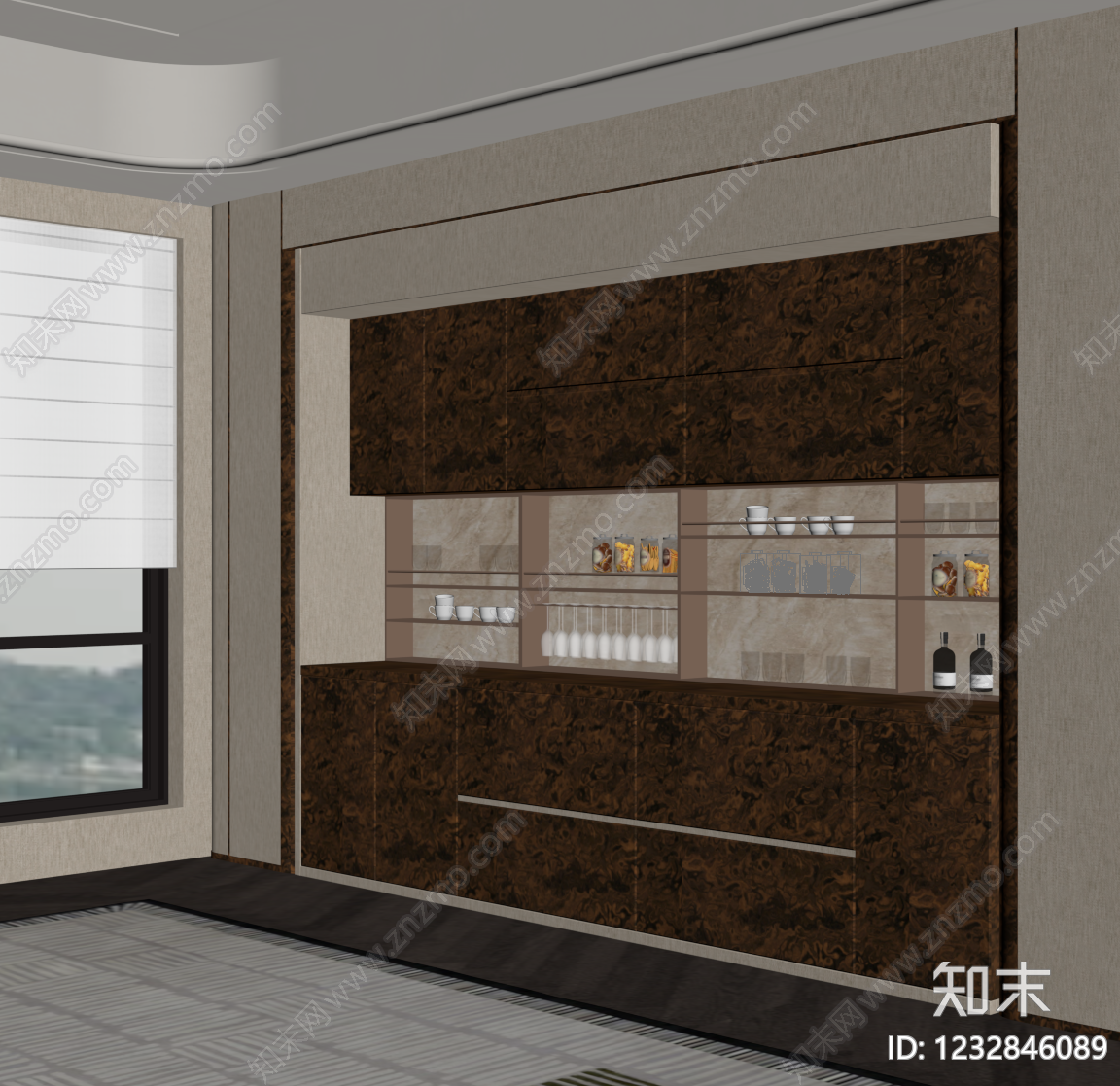 轻奢餐边柜SU模型下载【ID:1232846089】