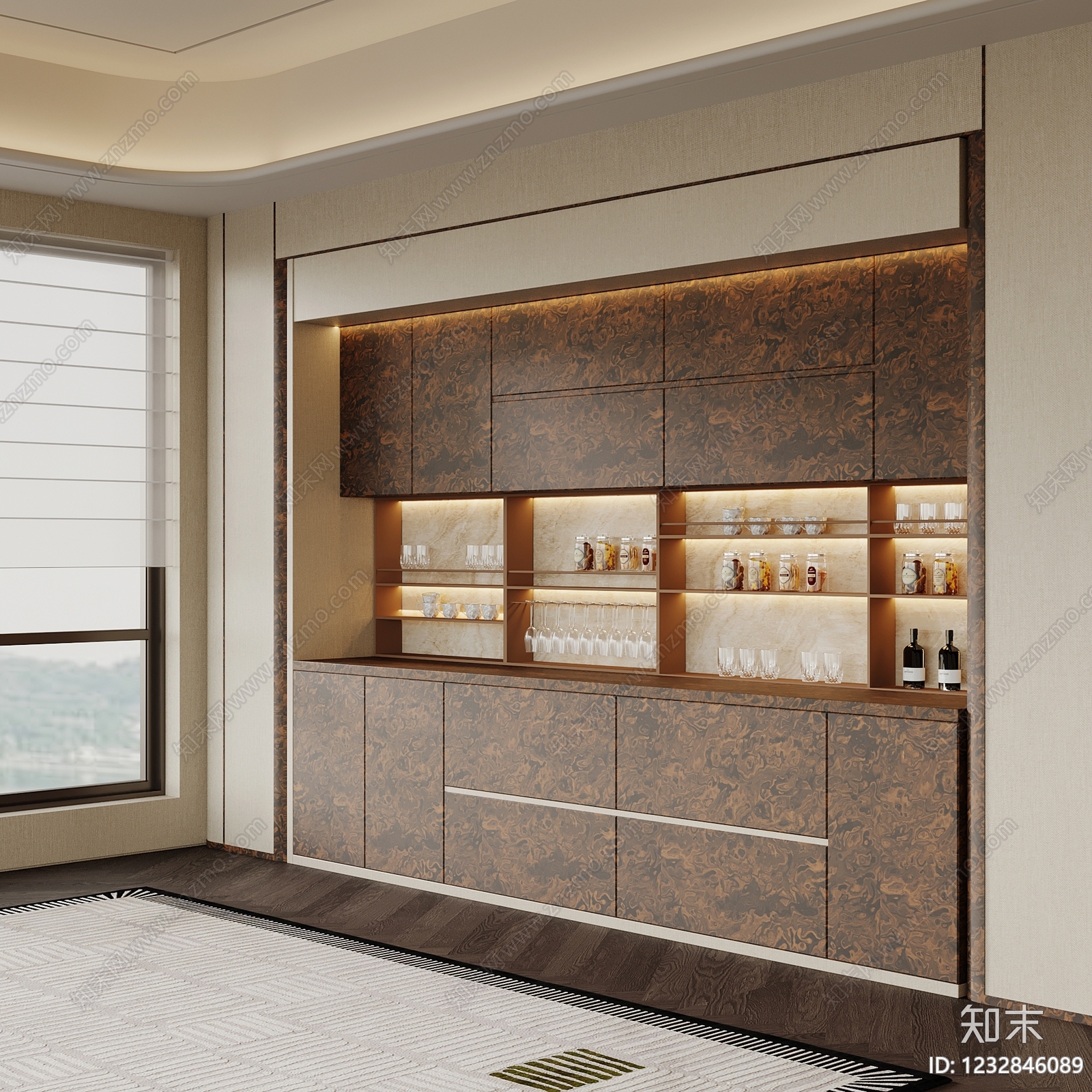 轻奢餐边柜SU模型下载【ID:1232846089】