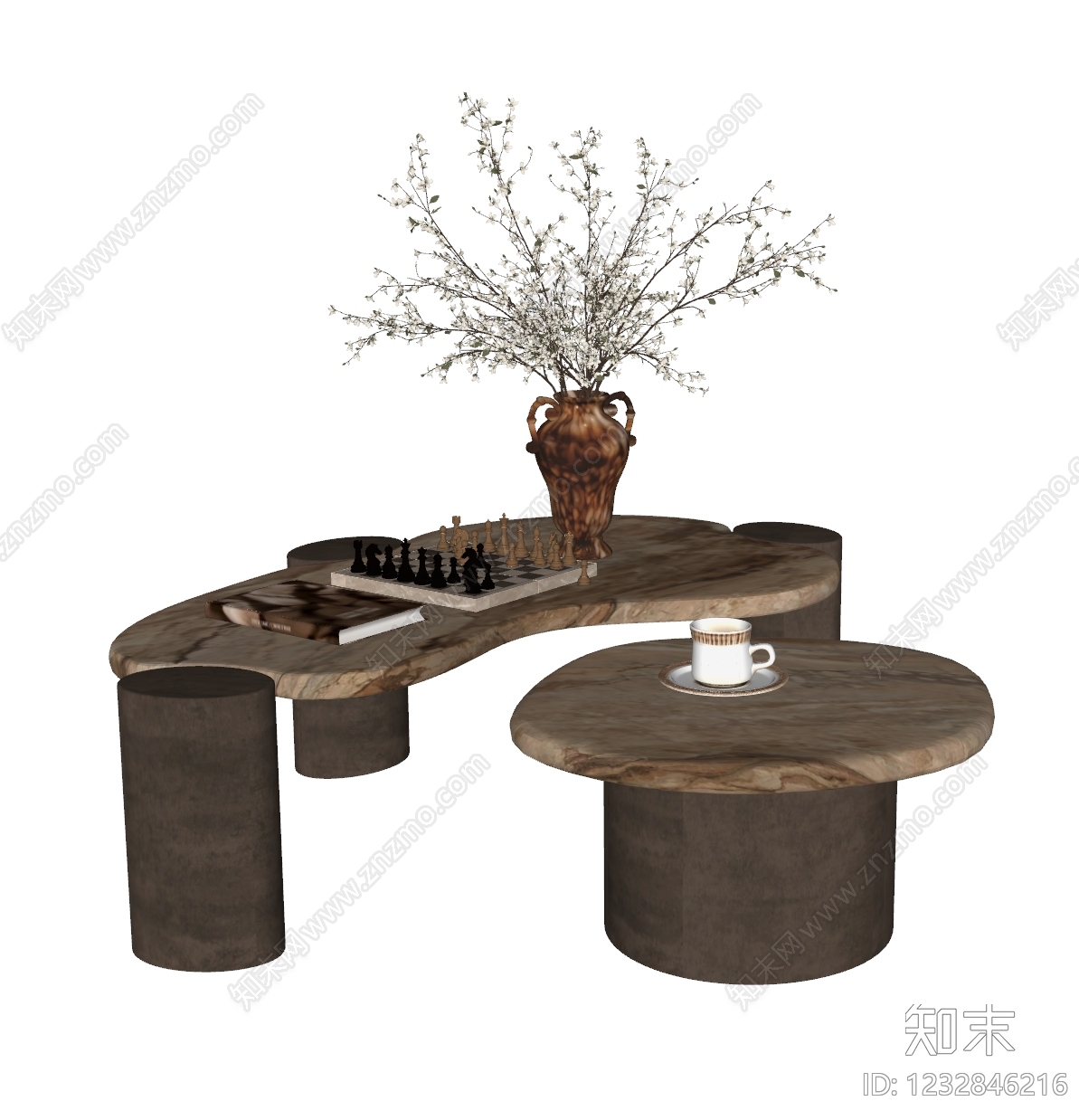 意式极简茶几SU模型下载【ID:1232846216】
