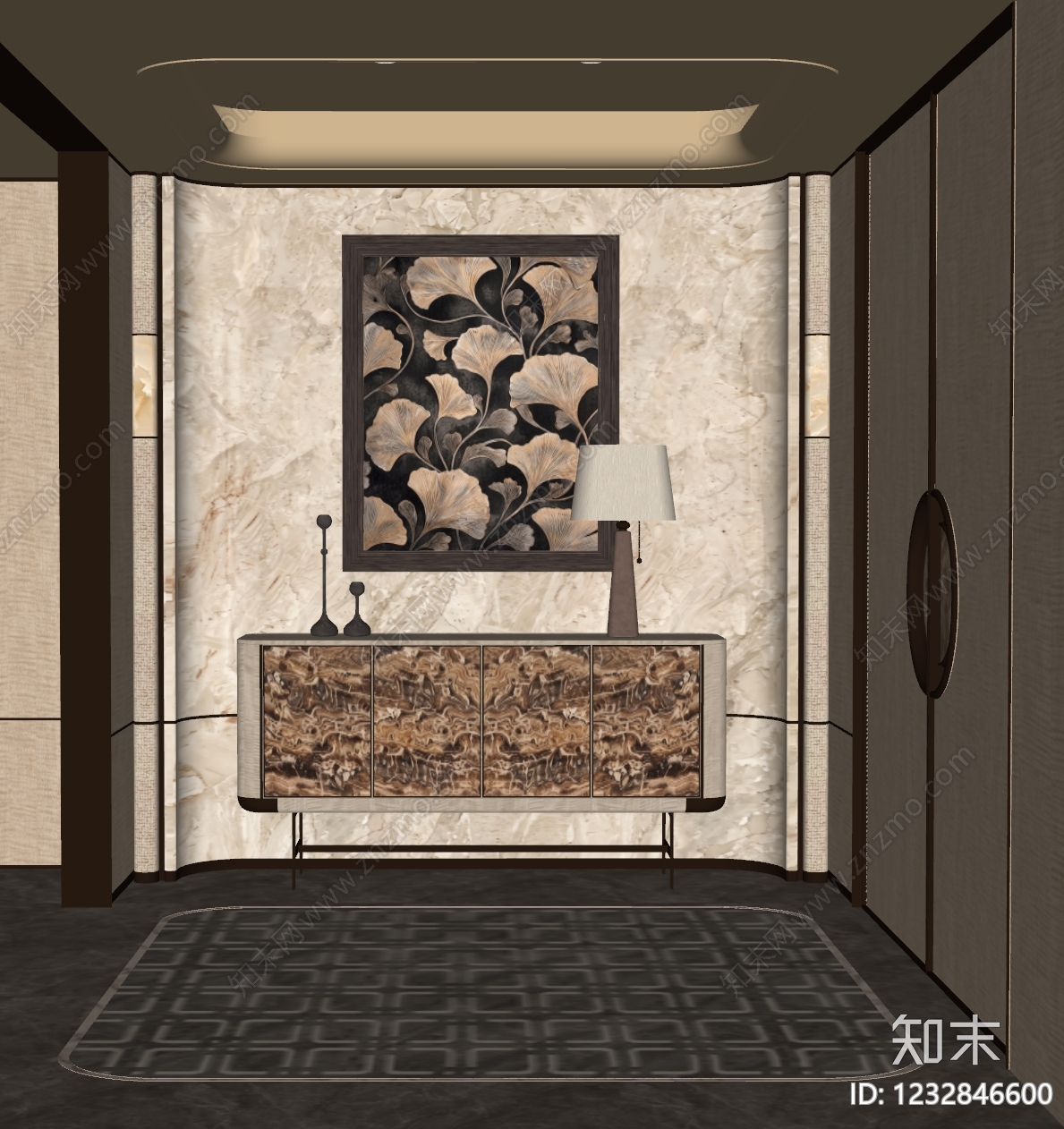 新中式玄关SU模型下载【ID:1232846600】