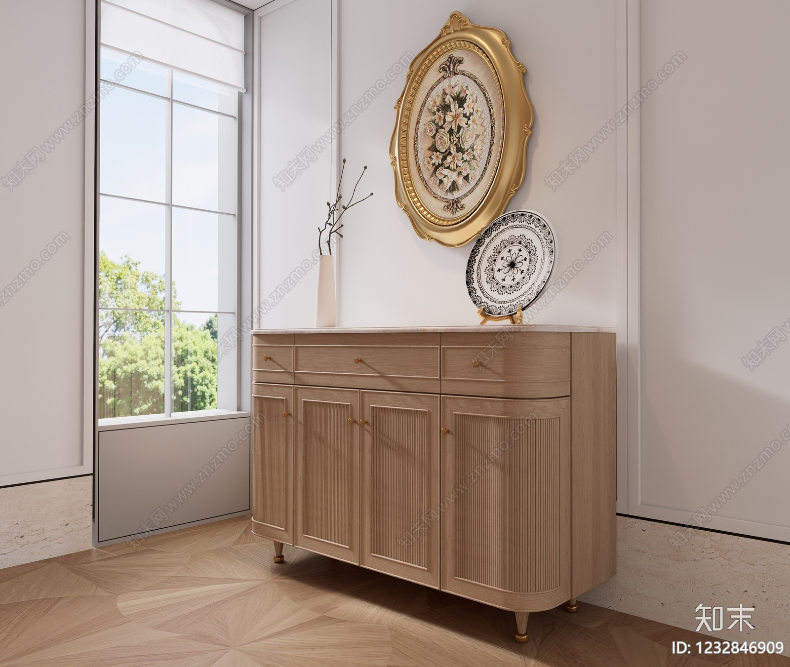 法式餐边柜3D模型下载【ID:1232846909】