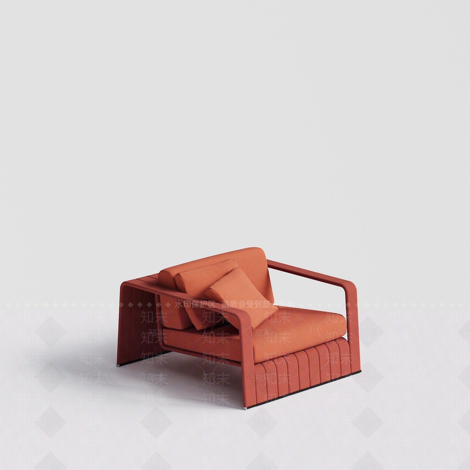 现代简约单人沙发3D模型渲染效果图