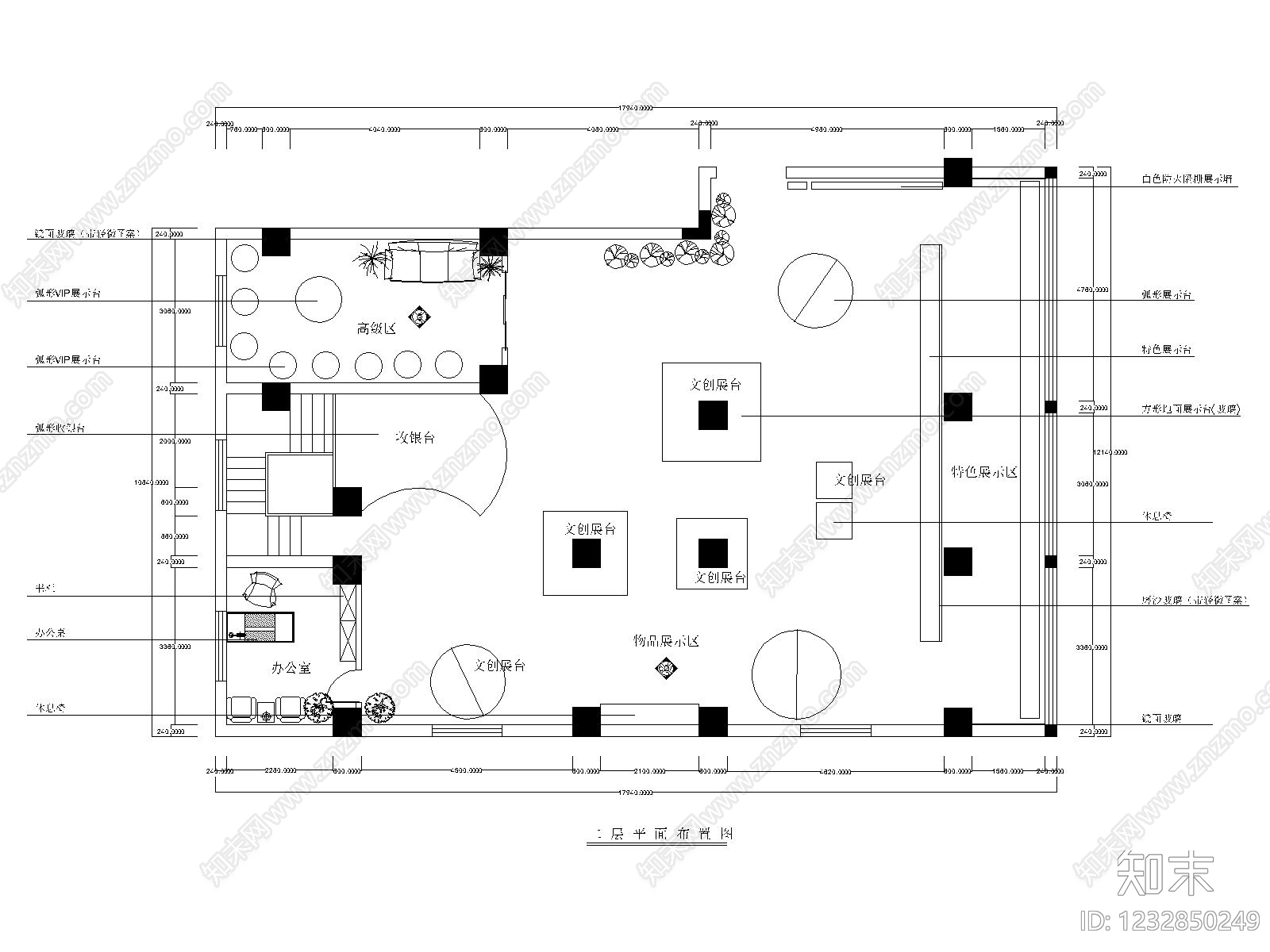文创店cad施工图下载【ID:1232850249】