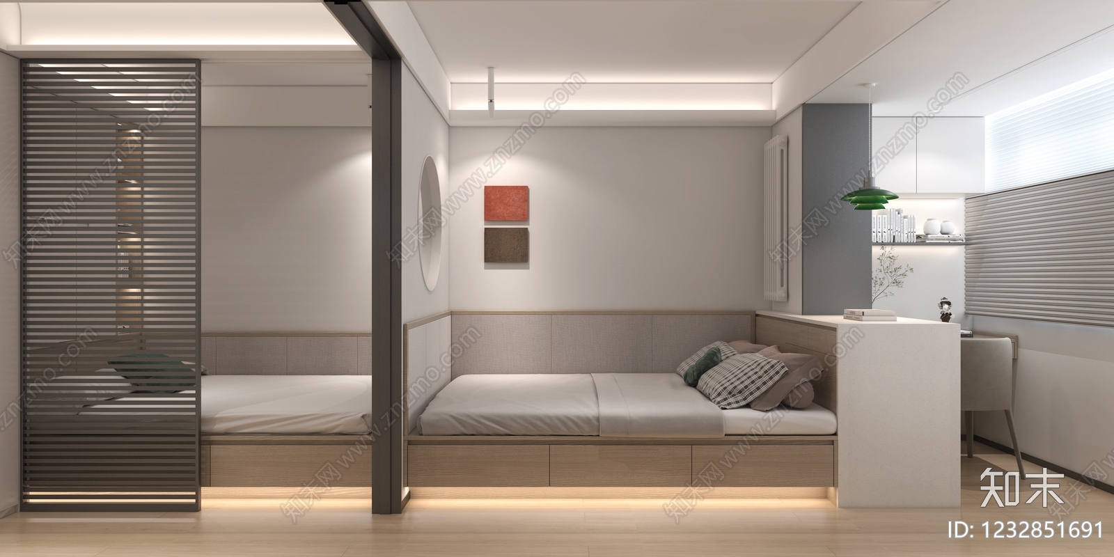 现代简约家居卧室3D模型下载【ID:1232851691】
