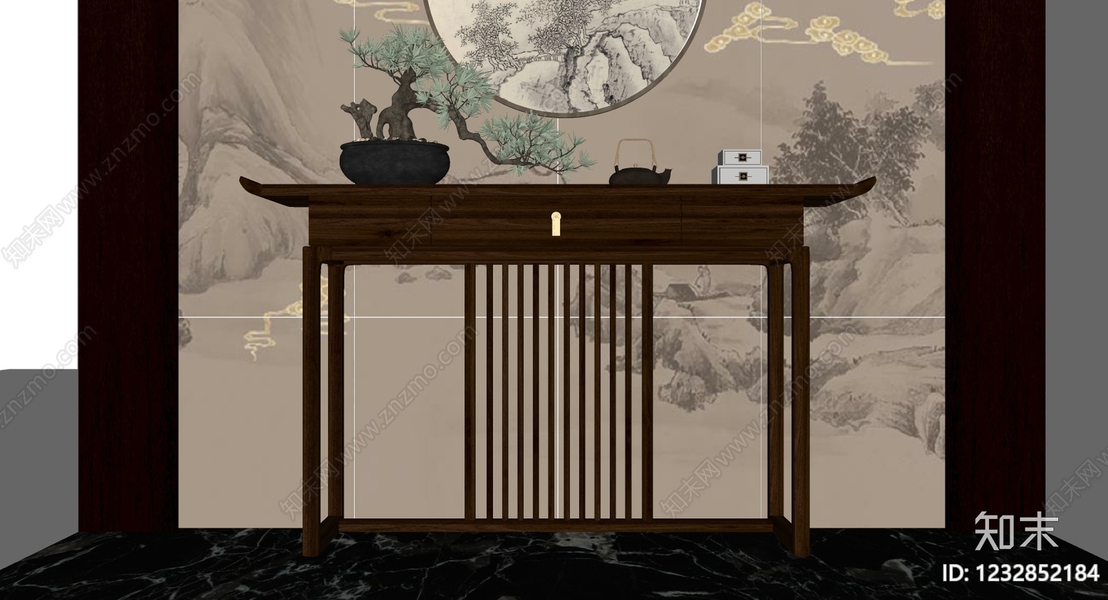 新中式条案SU模型下载【ID:1232852184】