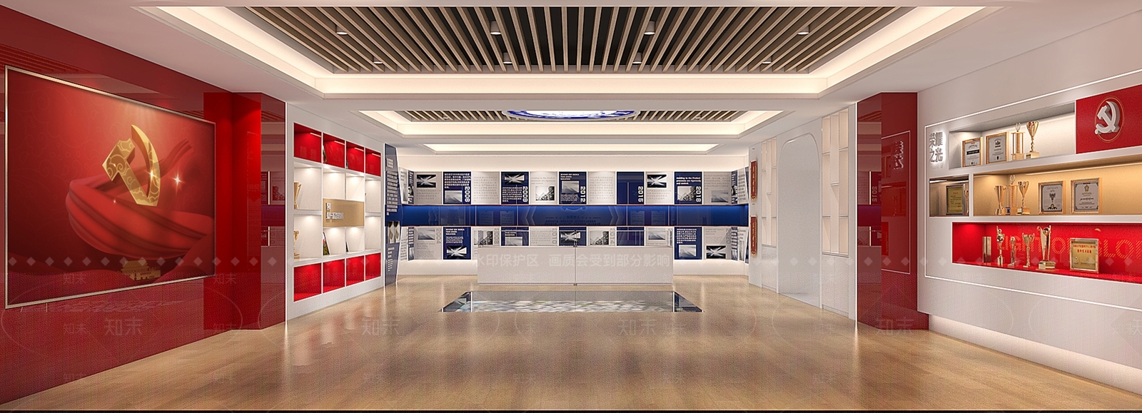 现代简约党建展厅3D模型下载【ID:1232852643】
