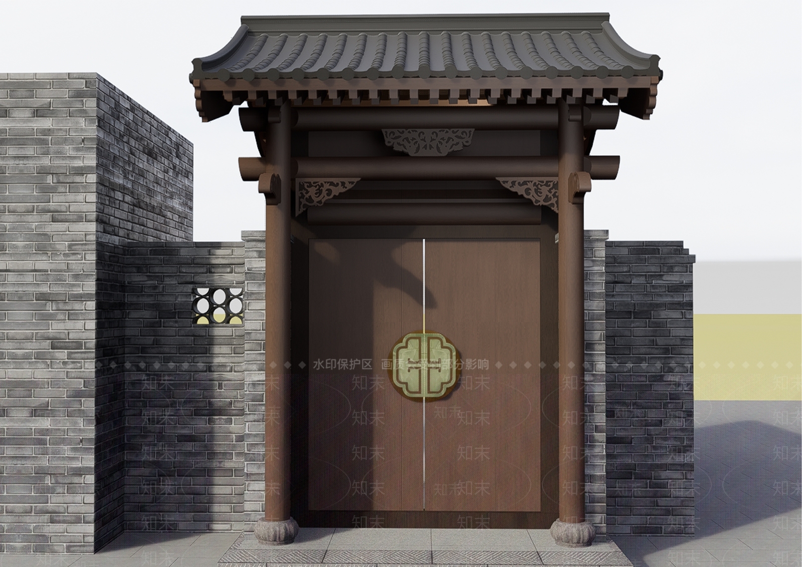 中式古建四合院SU模型下载【ID:1232853826】