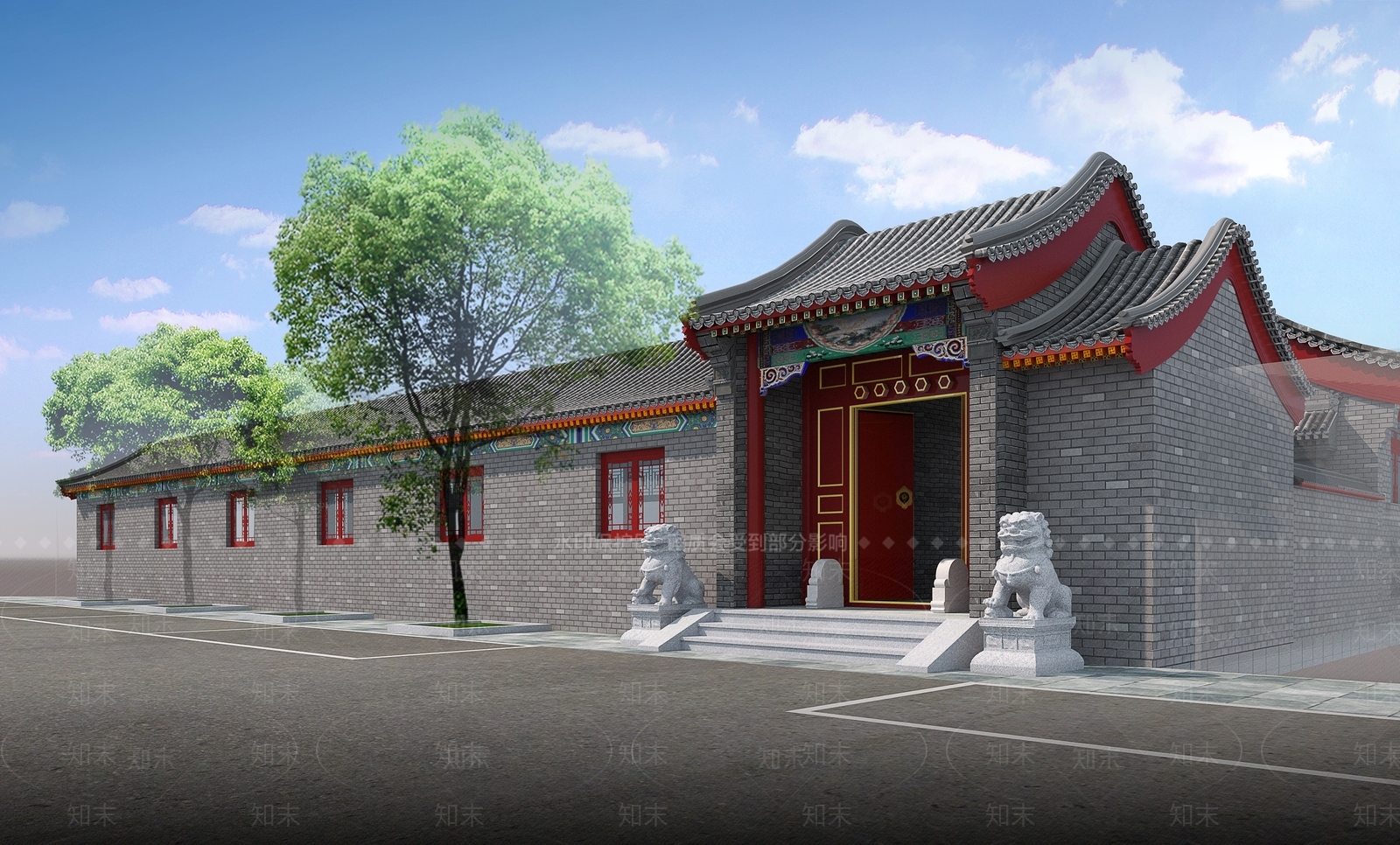 中式古建四合院3D模型下载【ID:1232853975】