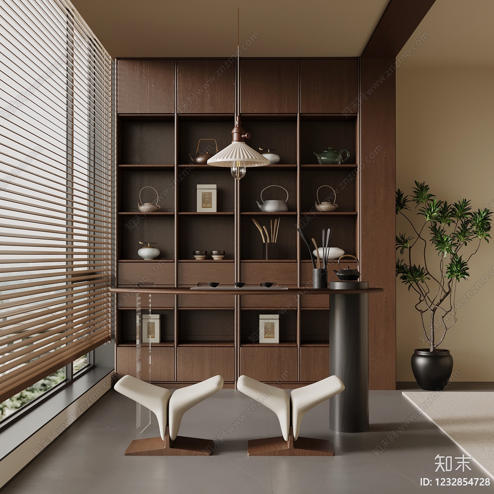 新中式茶桌椅SU模型下载【ID:1232854728】