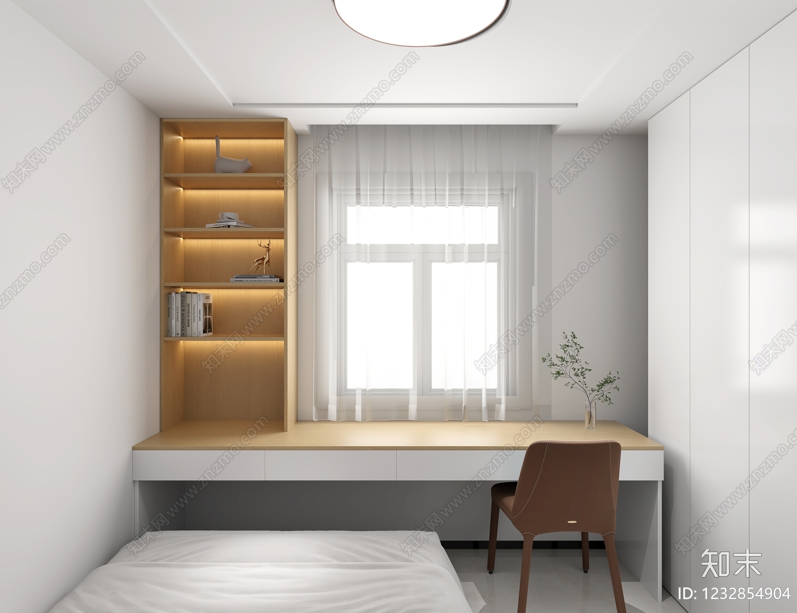 现代简约小卧室3D模型下载【ID:1232854904】
