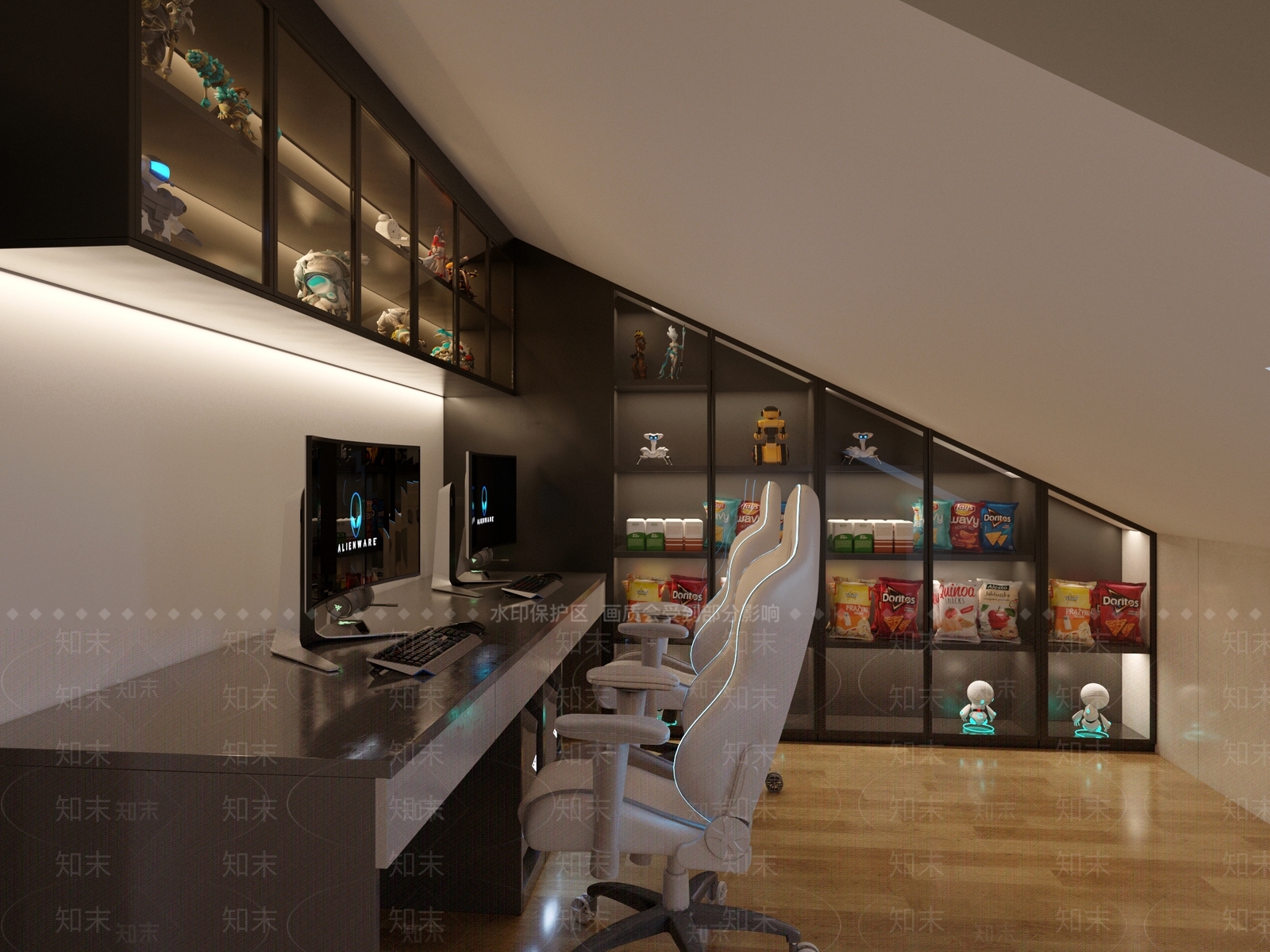 现代简约书房3D模型下载【ID:1232856217】