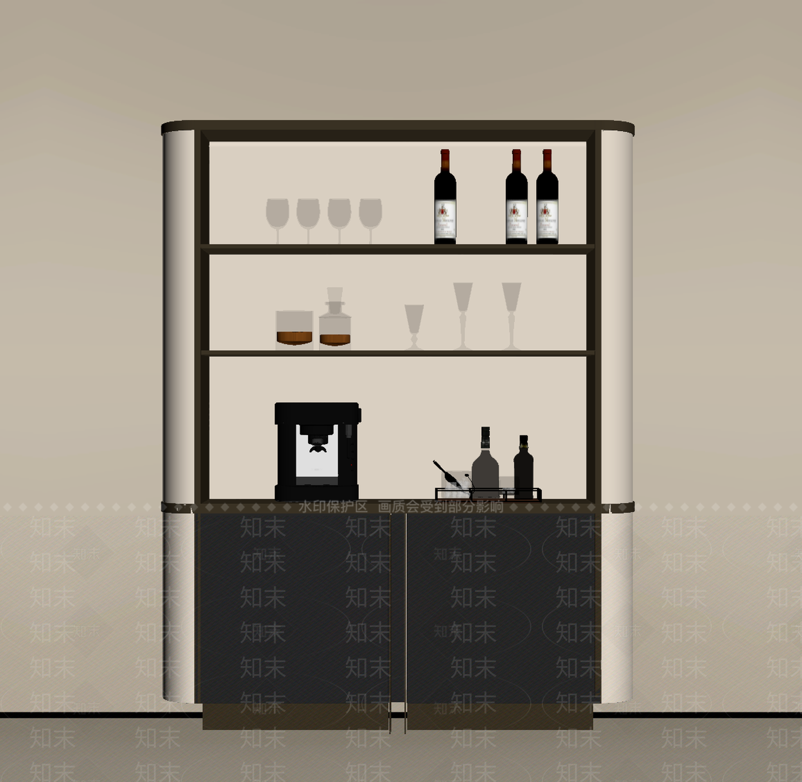 轻奢酒柜SU模型下载【ID:1232858972】
