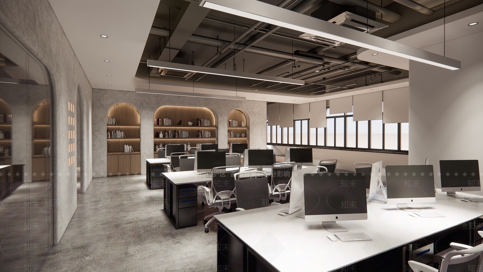 现代简约办公区3D模型下载【ID:1232858640】