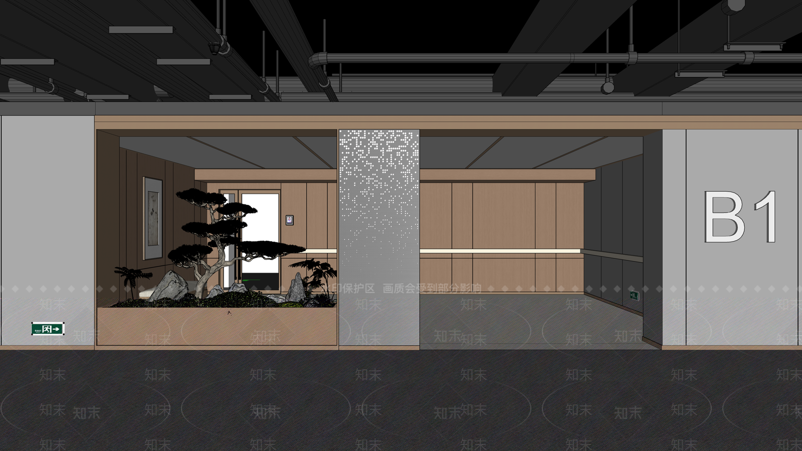 新中式电梯厅SU模型下载【ID:1232860152】
