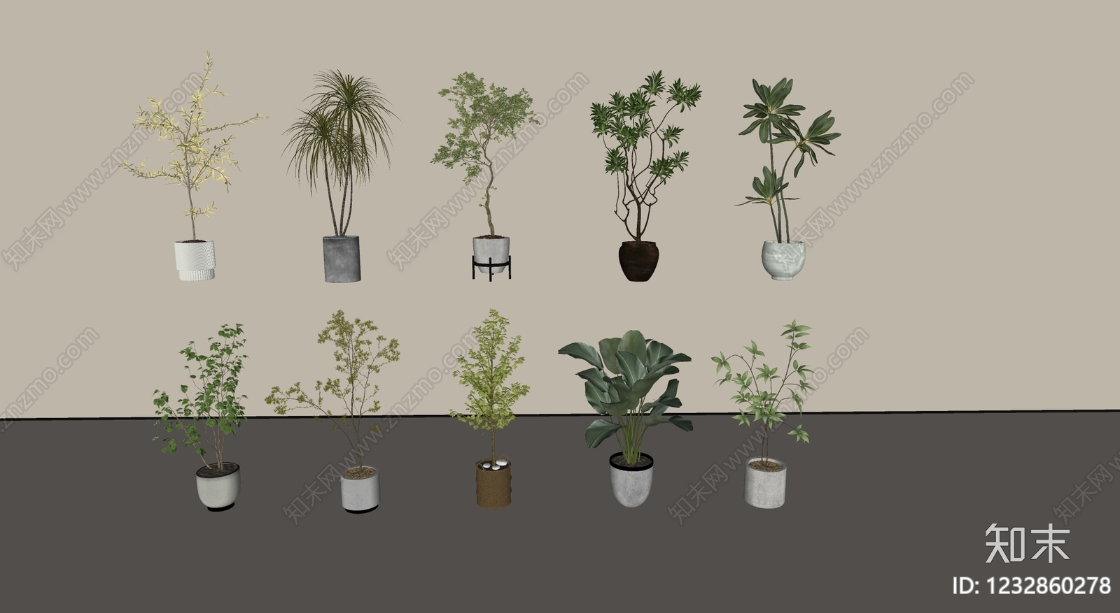 现代简约盆栽SU模型下载【ID:1232860278】