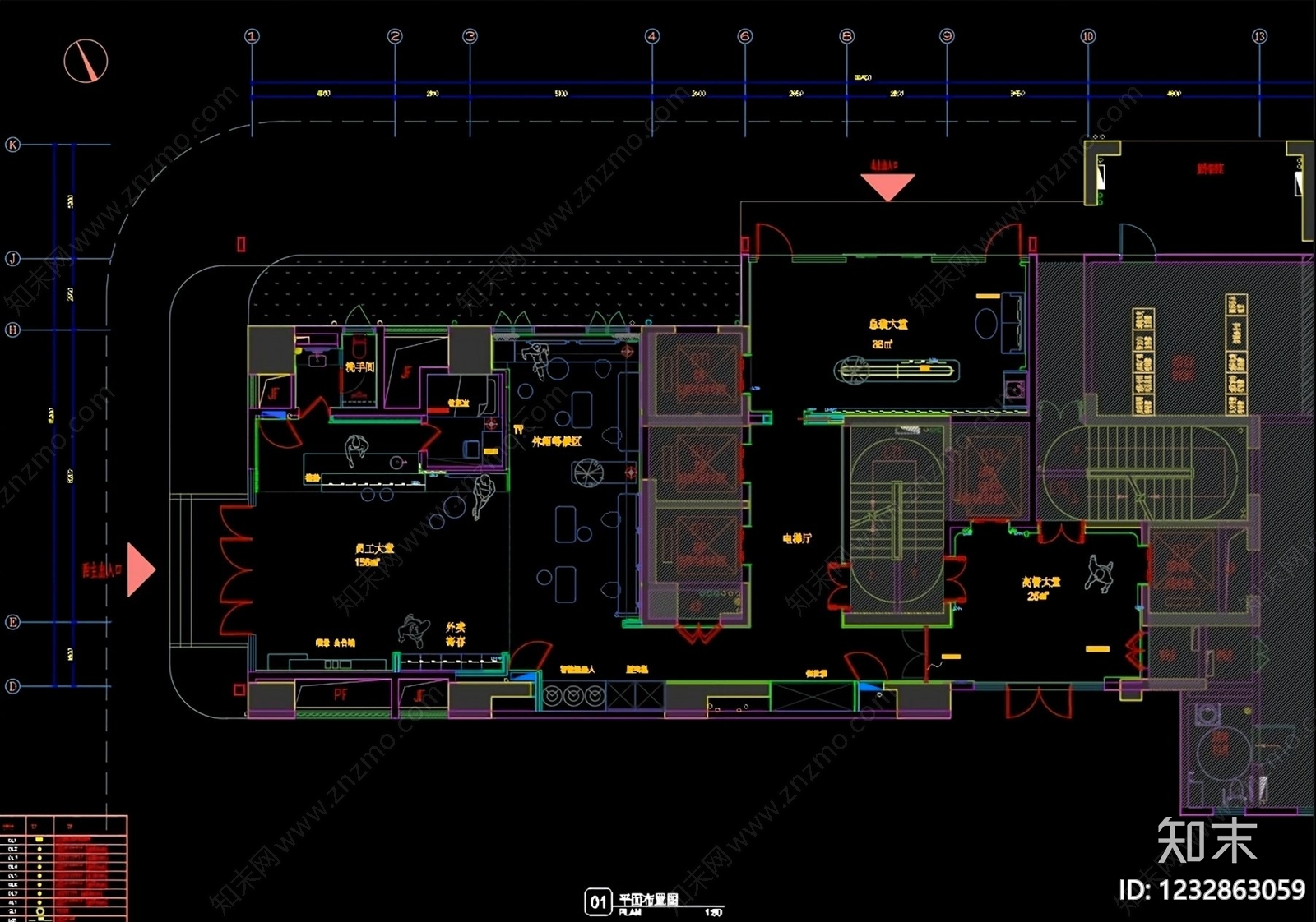 酒店建筑cad施工图下载【ID:1232863059】
