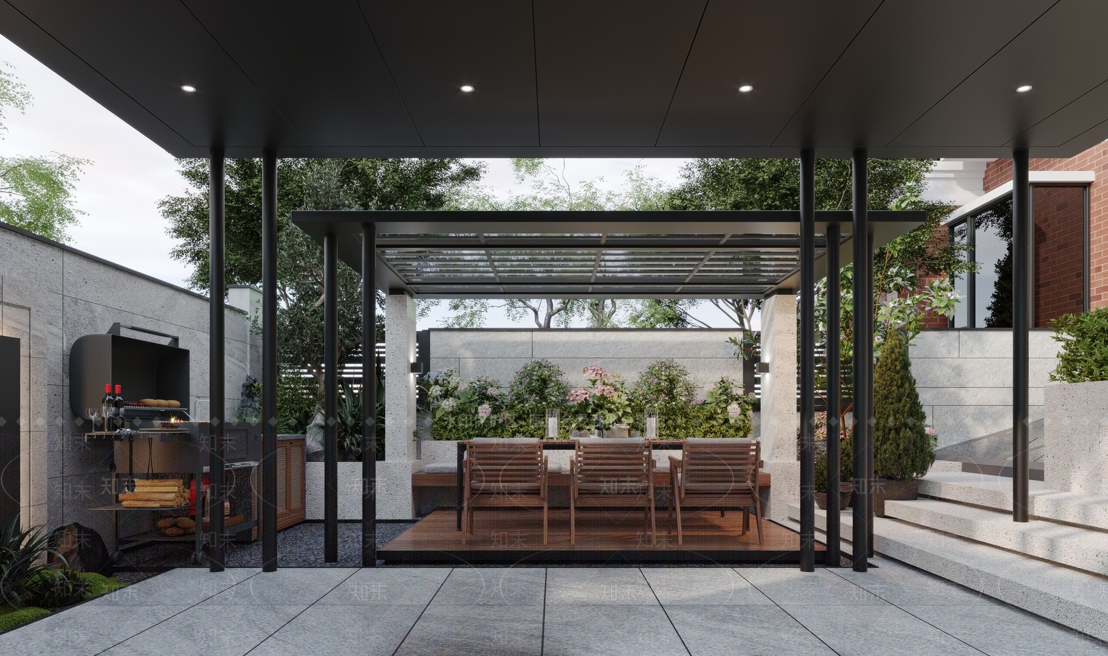 现代主义庭院3D模型下载【ID:1232863622】