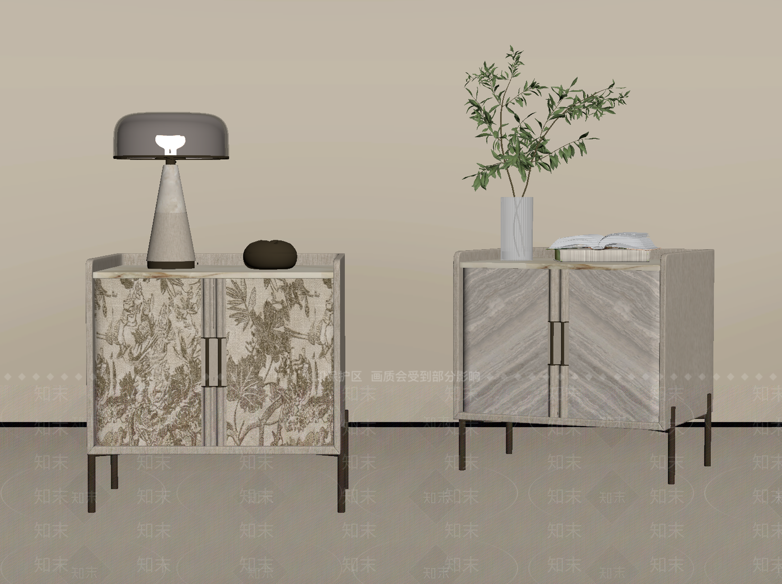 轻奢床头柜SU模型下载【ID:1232865374】