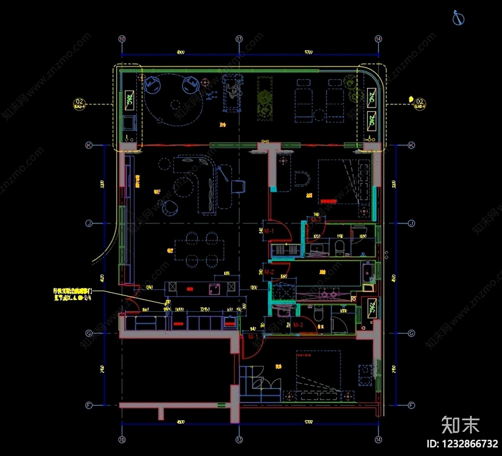 酒店建筑cad施工图下载【ID:1232866732】