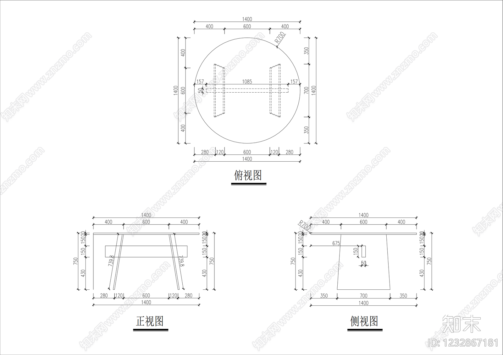 桌椅cad施工图下载【ID:1232867181】