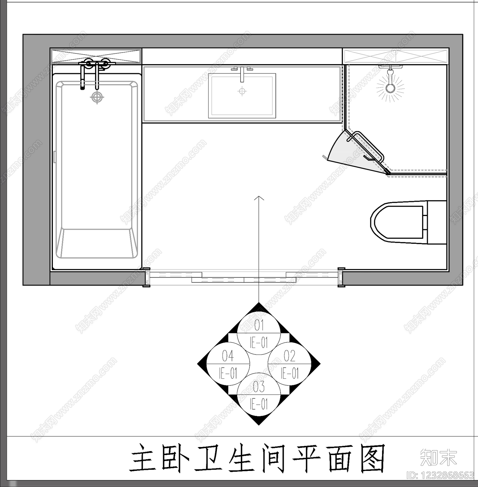卫生间cad施工图下载【ID:1232868663】