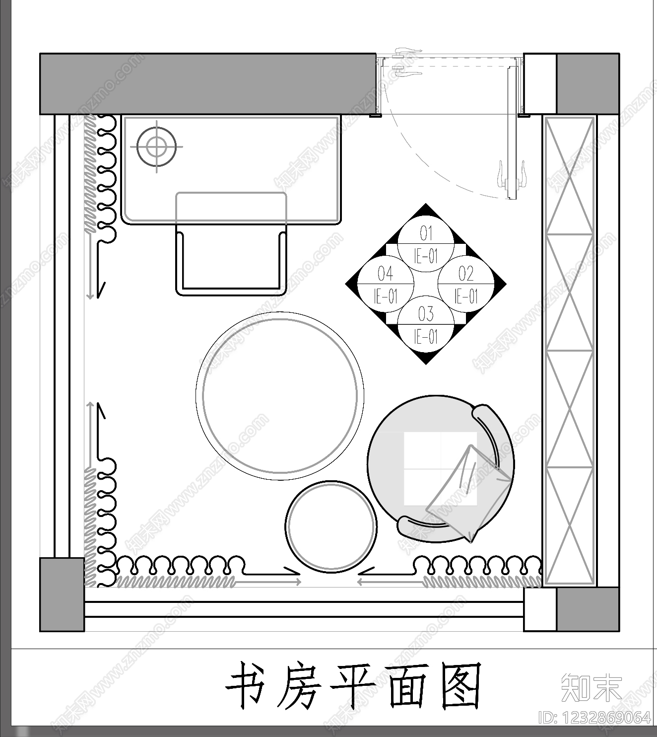 书房cad施工图下载【ID:1232869064】