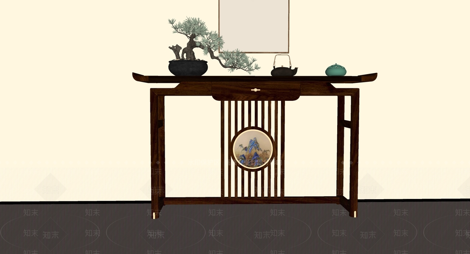 新中式条案SU模型下载【ID:1232870987】