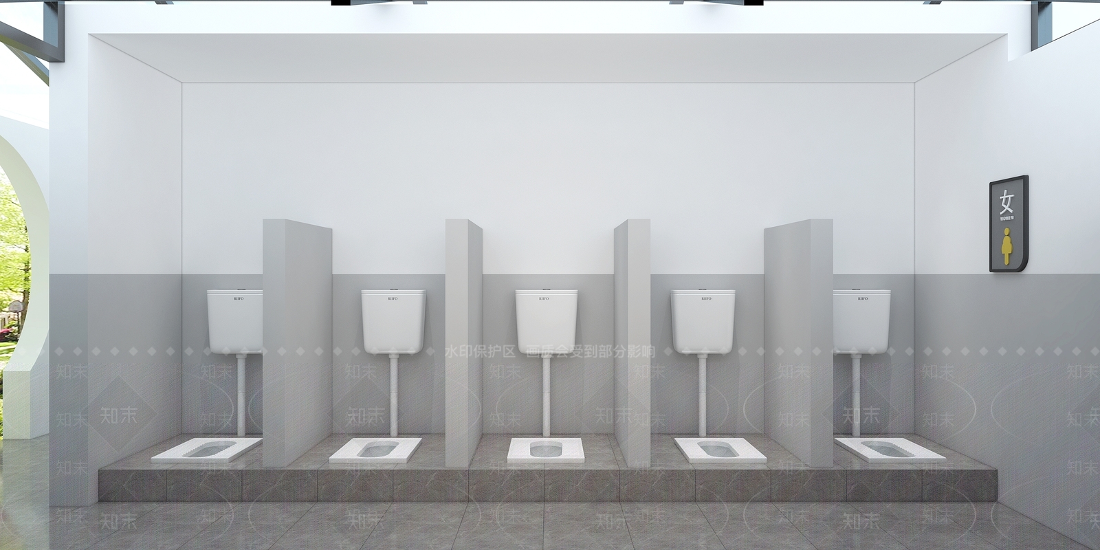 极简公共卫生间3D模型下载【ID:1232871459】