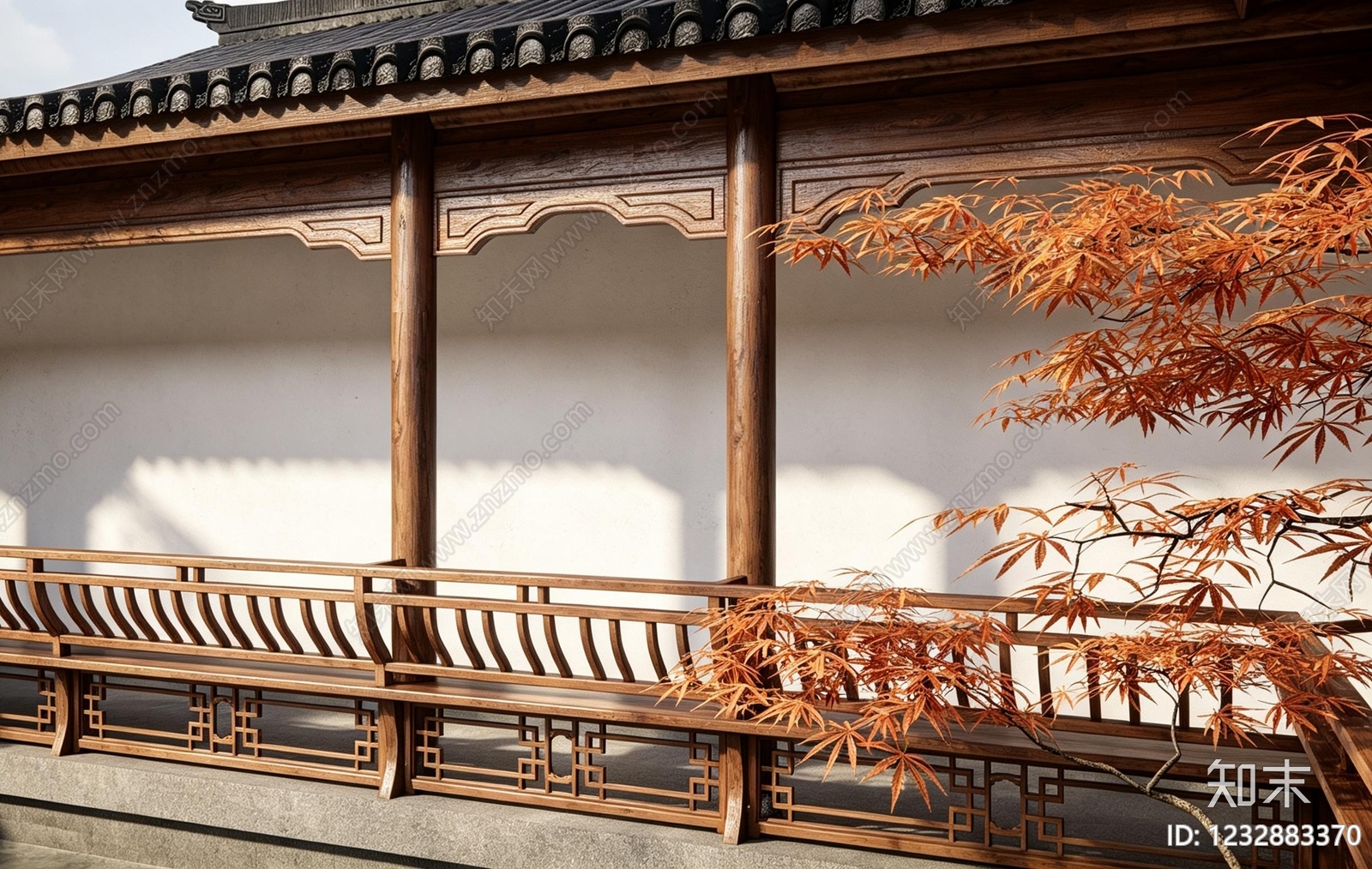 中式古建廊架SU模型草图