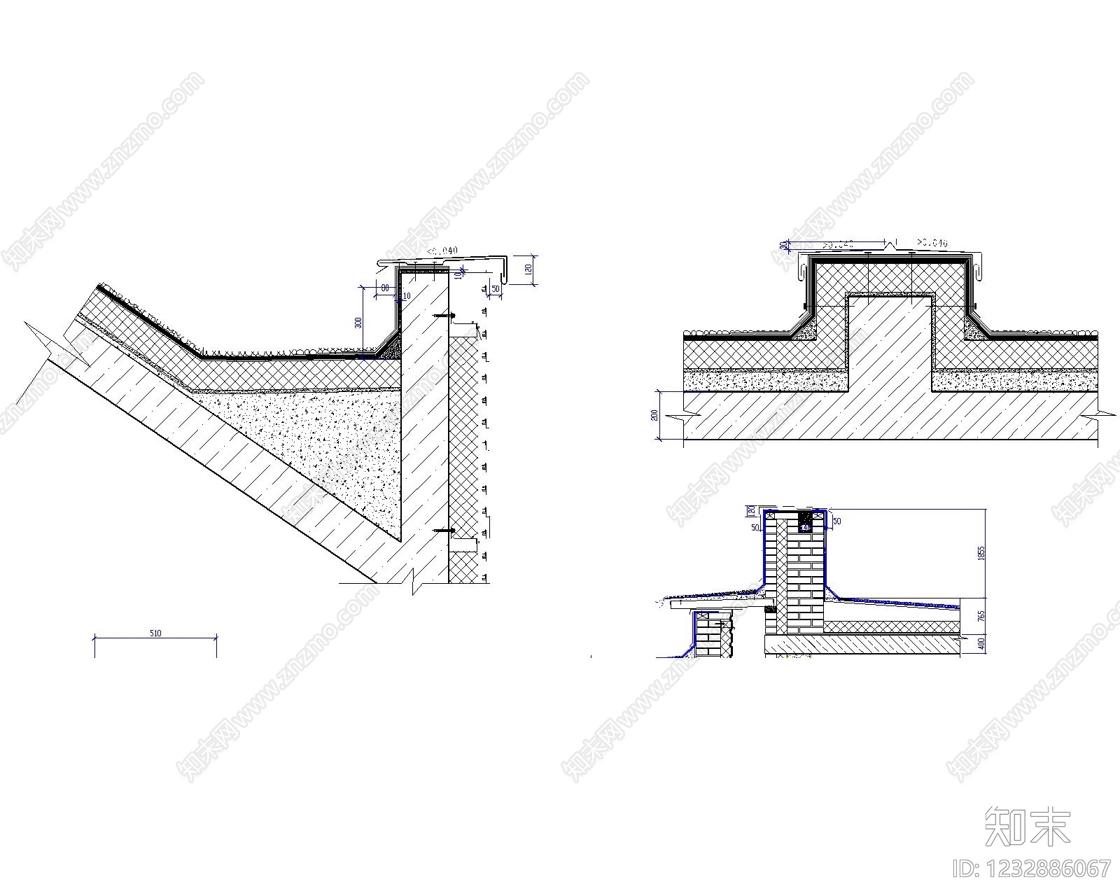 女儿墙节点cad施工图下载【ID:1232886067】