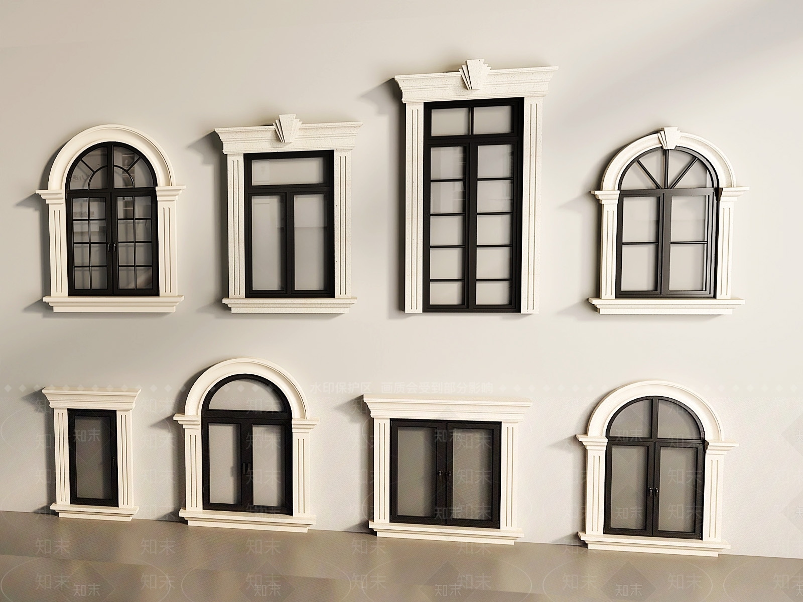欧式窗户组合SU模型下载【ID:1232886136】
