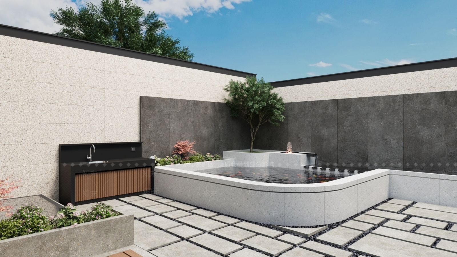 现代简约庭院3D模型下载【ID:1232888952】