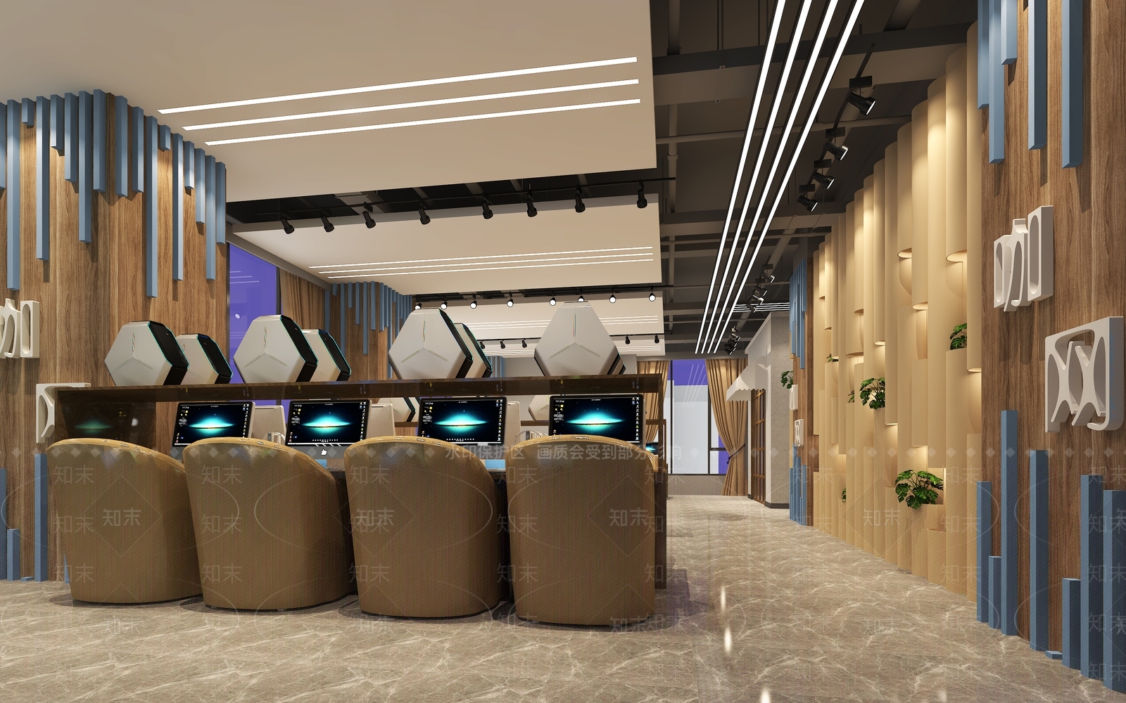 现代网吧网咖3D模型渲染效果图