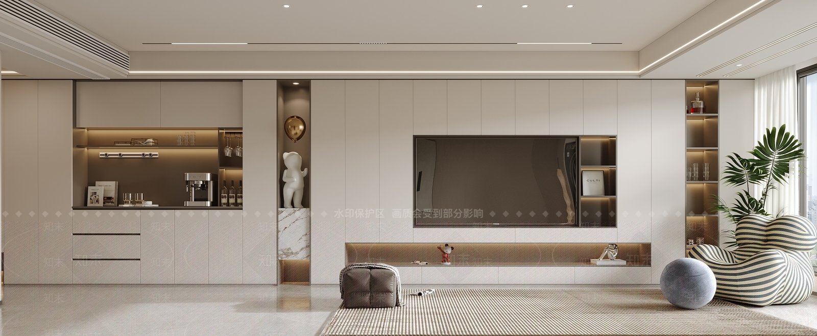 现代简约大平层客餐厅3D模型下载【ID:1232891397】