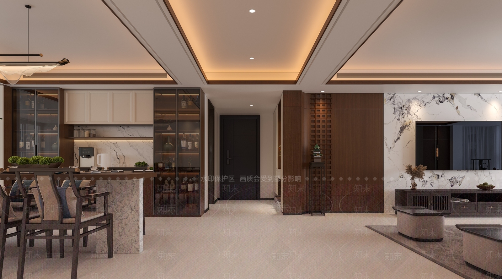 新中式宋式客餐厅3D模型下载【ID:1232894784】