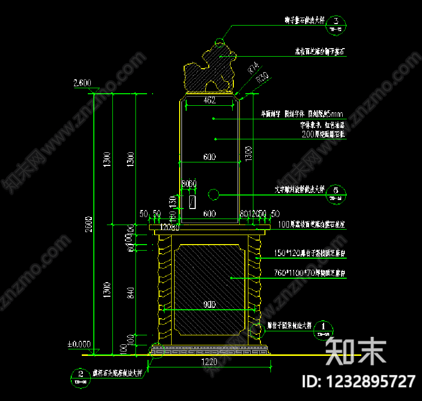 石材栏杆cad施工图下载【ID:1232895727】