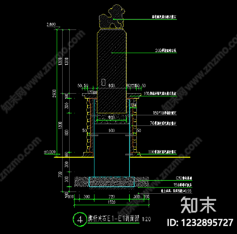 石材栏杆cad施工图下载【ID:1232895727】