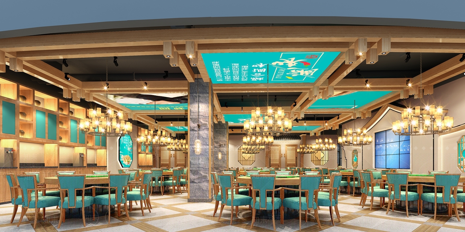新中式中餐厅3D模型下载【ID:1232899157】