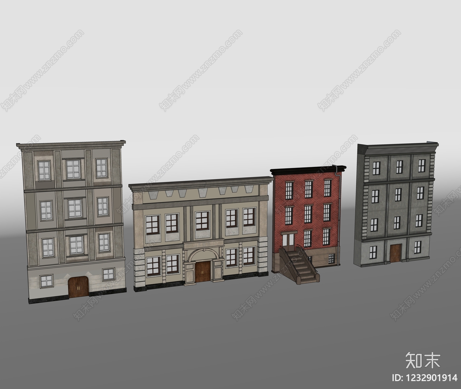 欧式古建多层住宅SU模型下载【ID:1232901914】