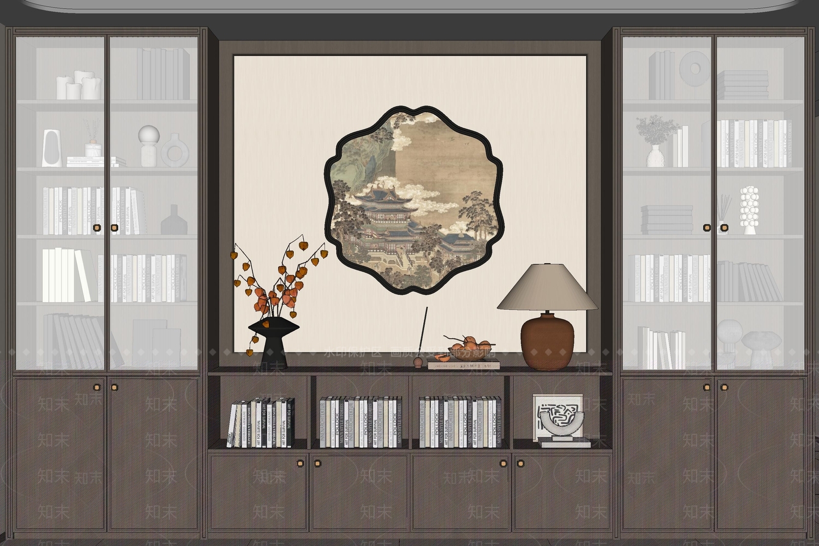 新中式书柜SU模型下载【ID:1232907369】