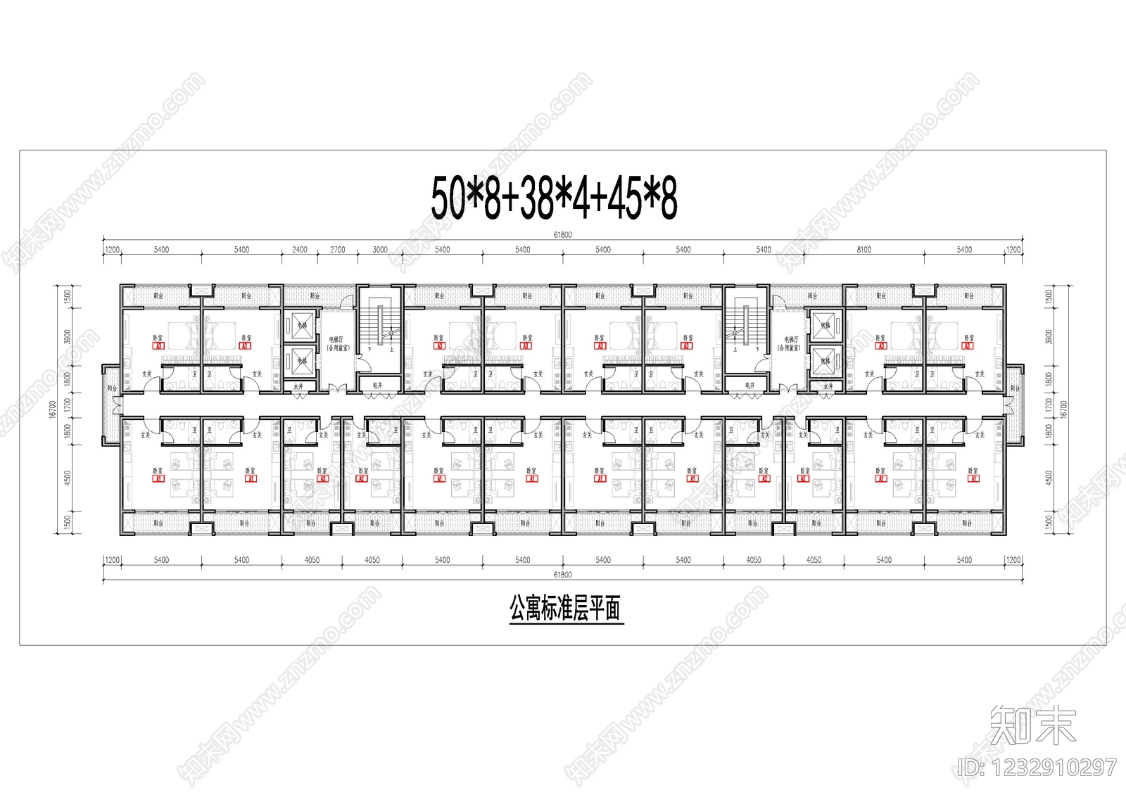 公寓建筑cad施工图下载【ID:1232910297】