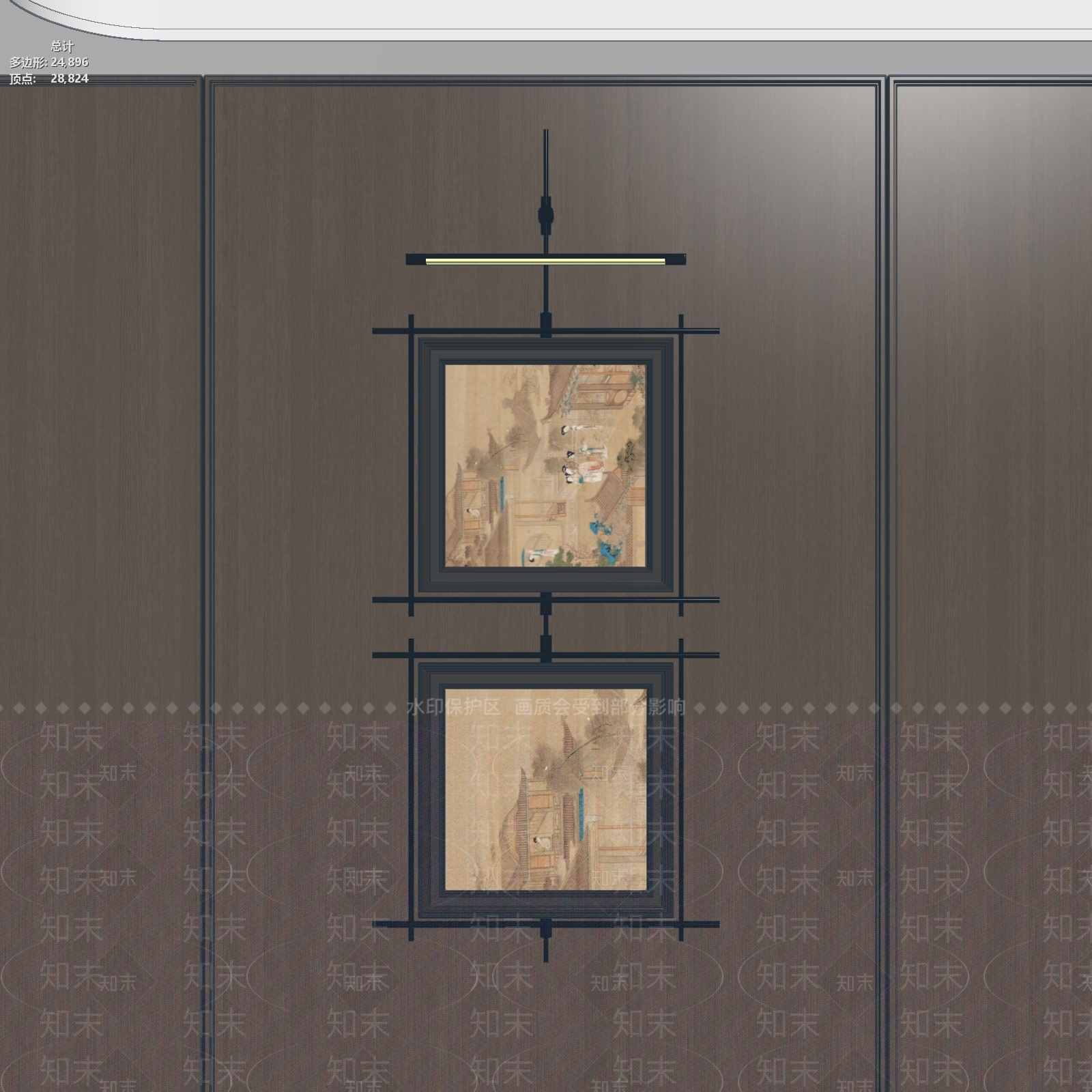 新中式挂画3D模型下载【ID:1232911949】