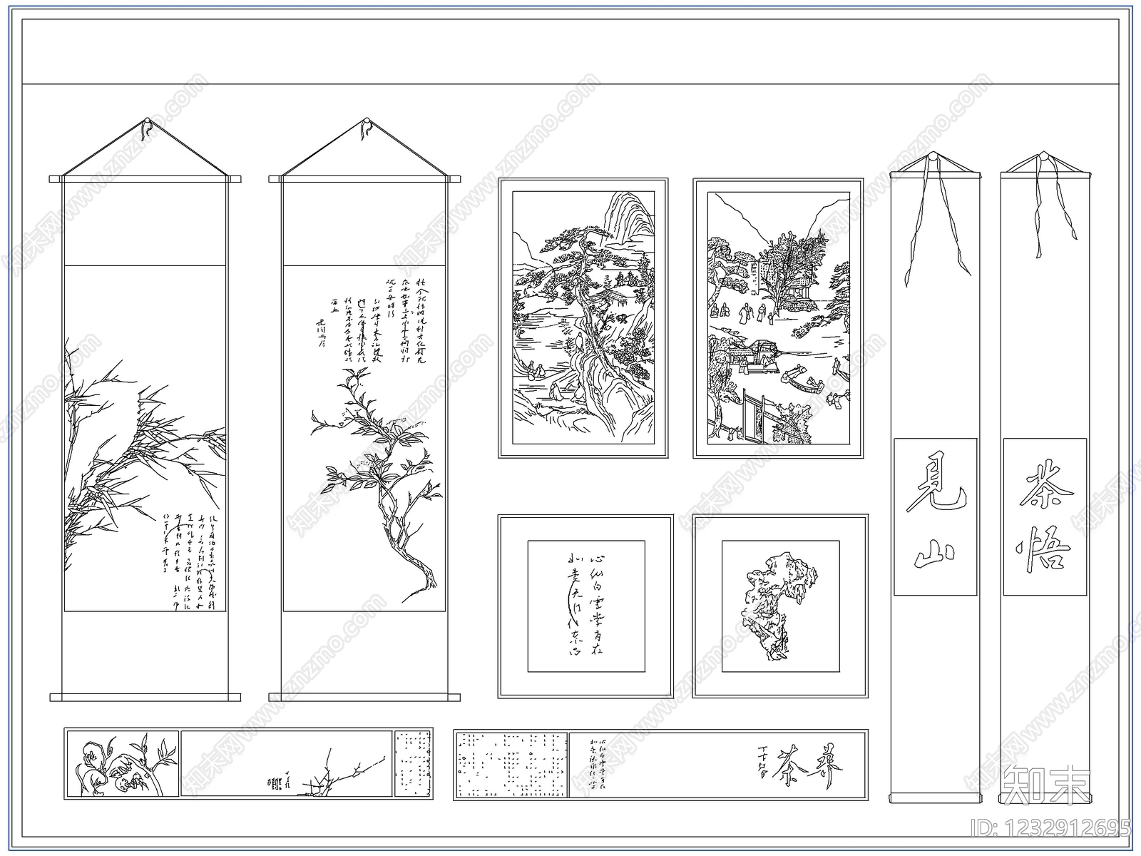 综合软装摆件图库cad施工图下载【ID:1232912695】